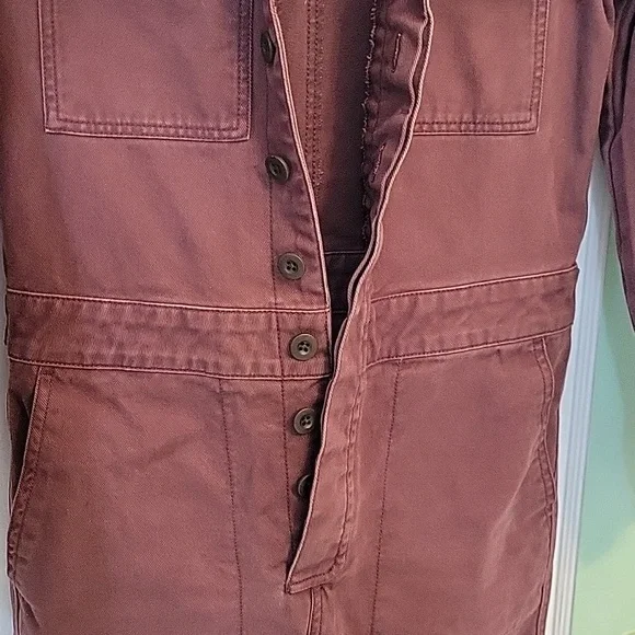 Madewell coverall jumpsuit size XS plum color 100%cotton 6 pockets - Picture 5 of 14